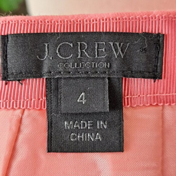 J Crew Collection Size 4 Coral/Pink Mini Skirt Wool/Silk Blend Back Zip EUC - Picture 7 of 9